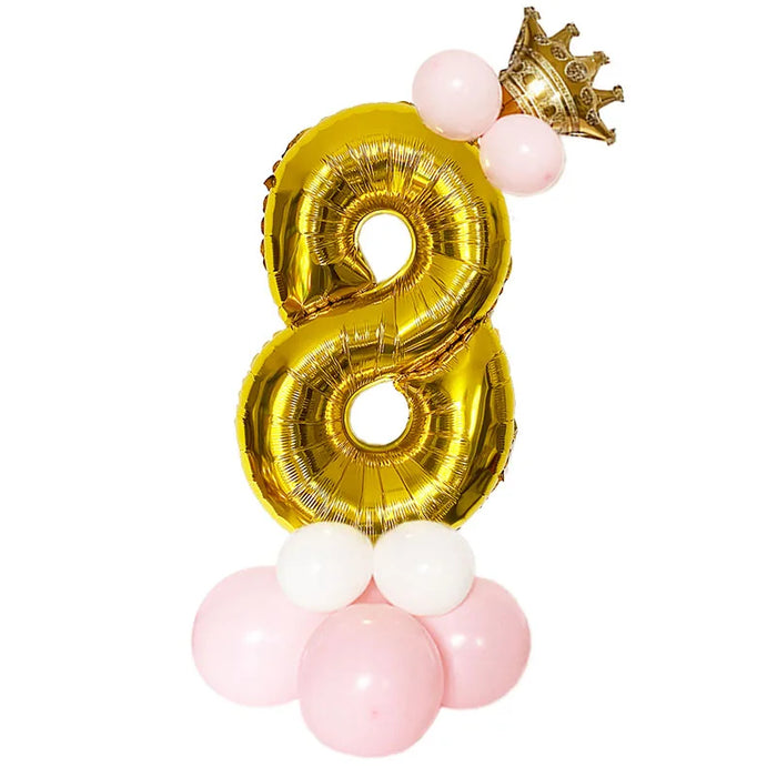 Anyparty Balloons Gold 32inch Number 8 Set With Crown Party Decor