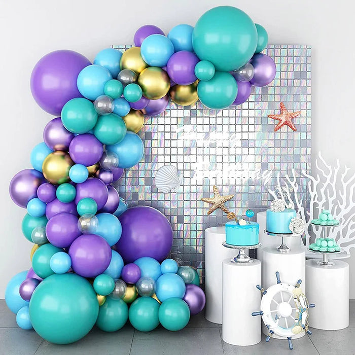 Anyparty Balloons Purple Blue 98Pcs Mermaid Theme Party Decor