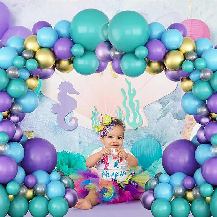 Anyparty Balloons Purple Blue 98Pcs Mermaid Theme Party Decor