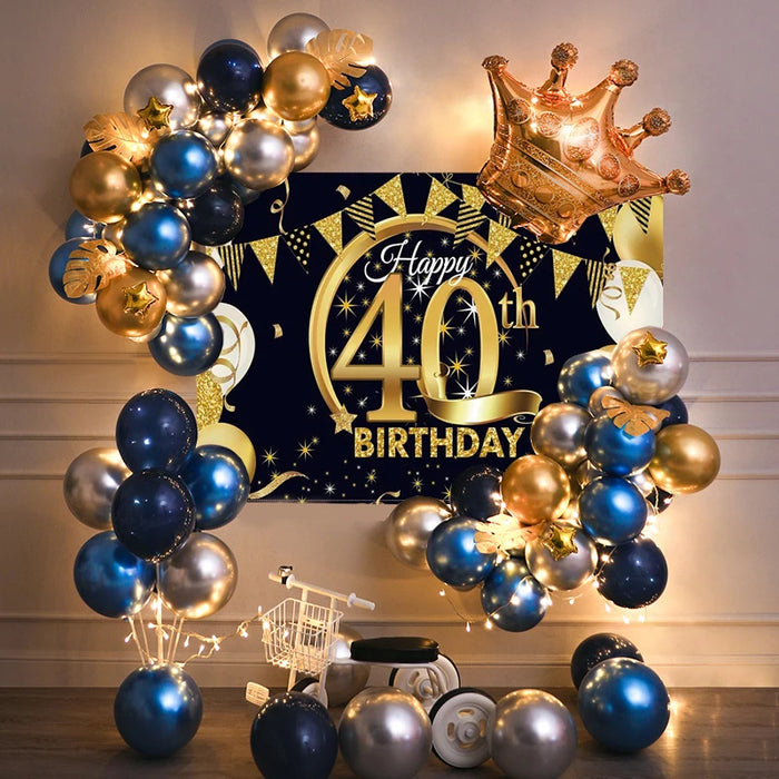 Anyparty Balloons 40th Birthday Metallic Garland Kit With Backdrops Party Decor