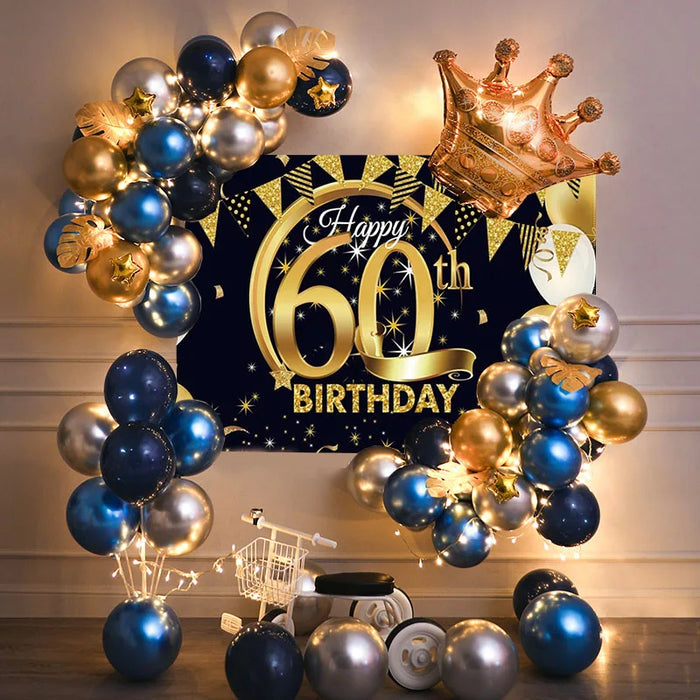 Anyparty Balloons 60th Birthday Metallic Garland Kit With Backdrops Party Decor