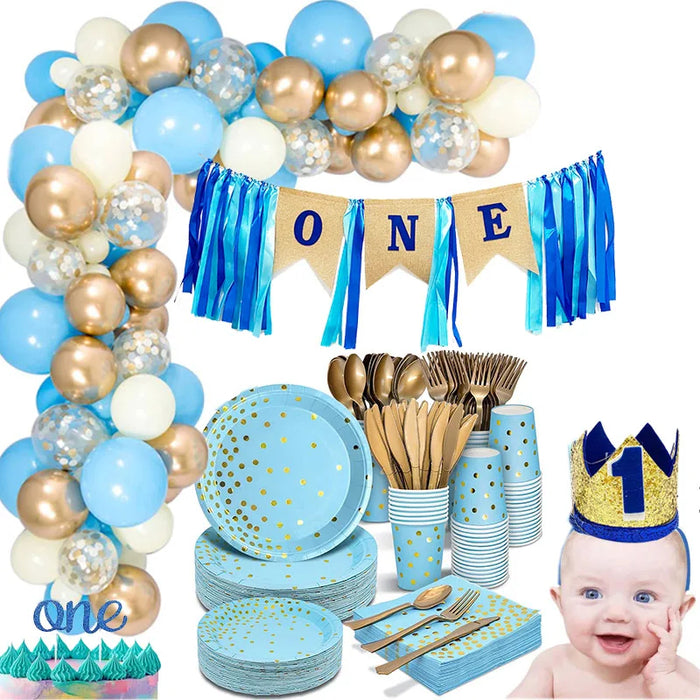 Anyparty Balloons Blue Gold 110Pcs Table Garland Arch Party Decor