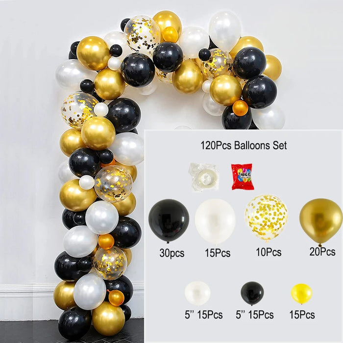 Anyparty Balloons Black Gold 120pcs Garland Arch Set Party Decor