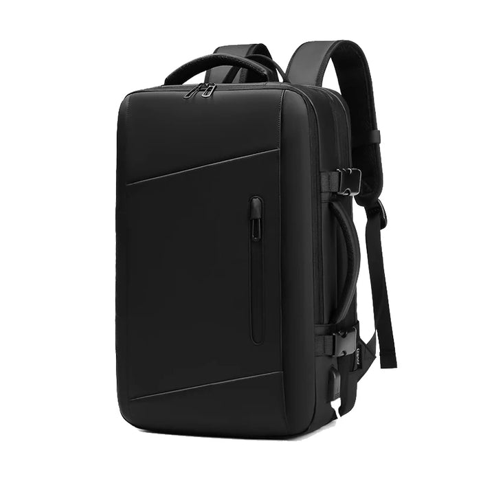 Anypack Backpack Black Waterproof With USB Port Expandable Multi Compartments Travel Bag