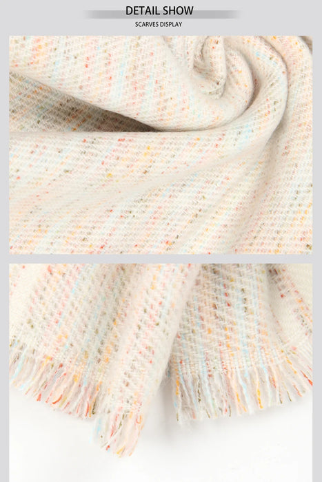 Anyyou Scarf Rainbow Cashmere Winter Pashmina Shawl Tassel Bandana