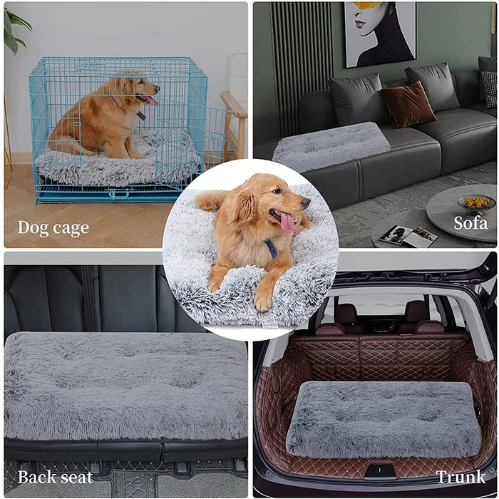 Anywags Pet Bed Gray White Removable Calming Soft Plush Cushion Mat