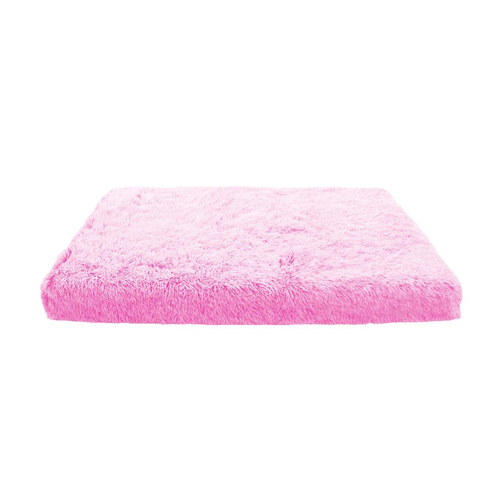 Anywags Pet Bed Dark Pink Removable Calming Soft Plush Cushion Mat