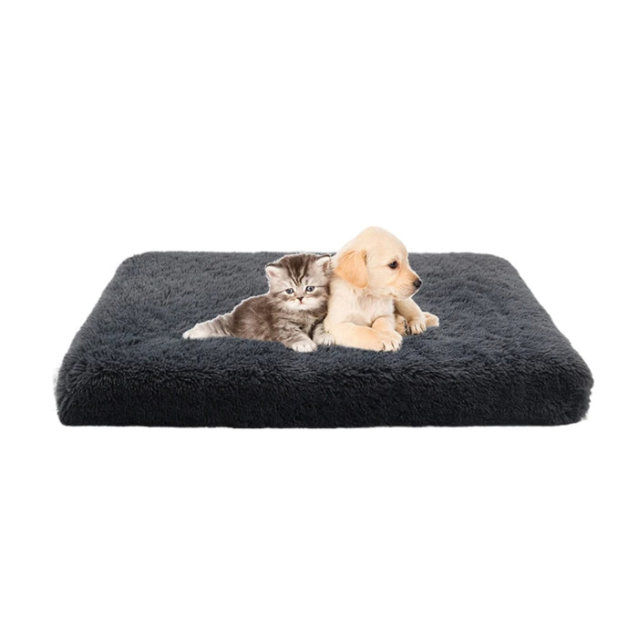 Anywags Pet Bed Dark Gray Removable Calming Soft Plush Cushion Mat