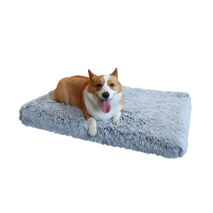 Anywags Pet Bed Gray White Removable Calming Soft Plush Cushion Mat