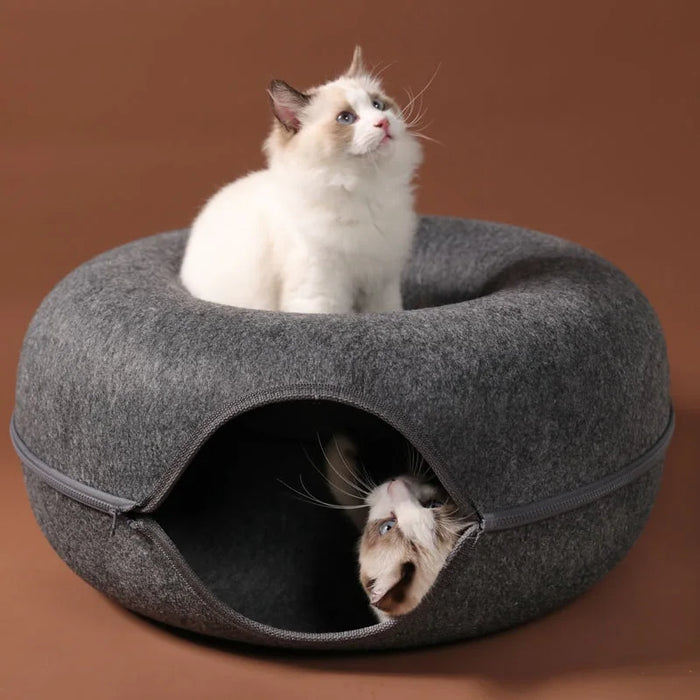 Anywags Pet Bed Grey Cat Tunnel Dual Use Indoor Kitten Toys