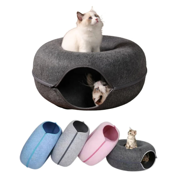 Anywags Pet Bed Grey Cat Tunnel Dual Use Indoor Kitten Toys