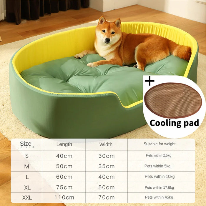 Anywags Pet Bed Green With Cooling Pad Double Sided Dog Mat Kennel Soft Fleece Sofa