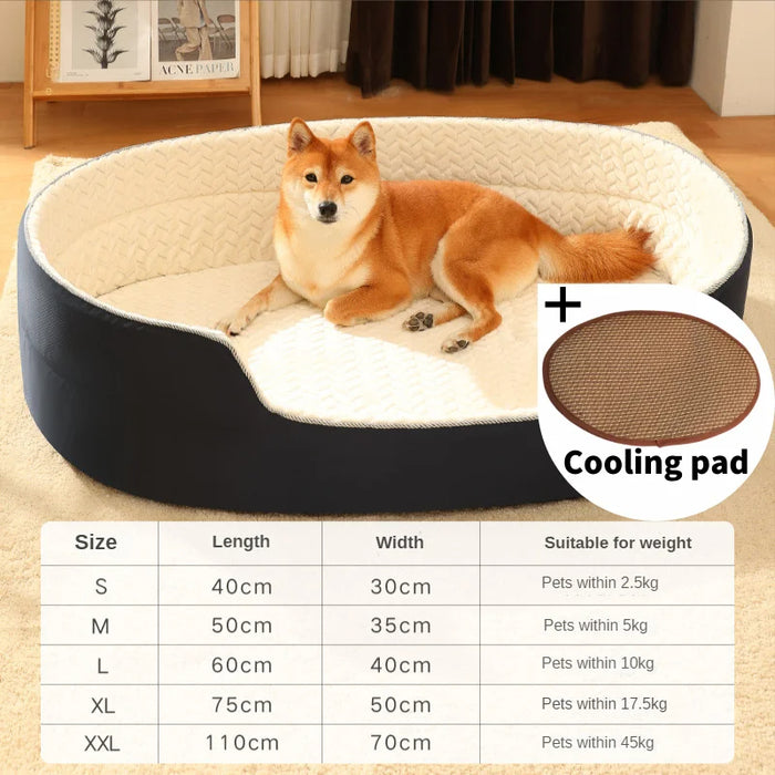 Anywags Pet Bed Black and White With Cooling Pad Double Sided Dog Mat Kennel Soft Fleece Sofa