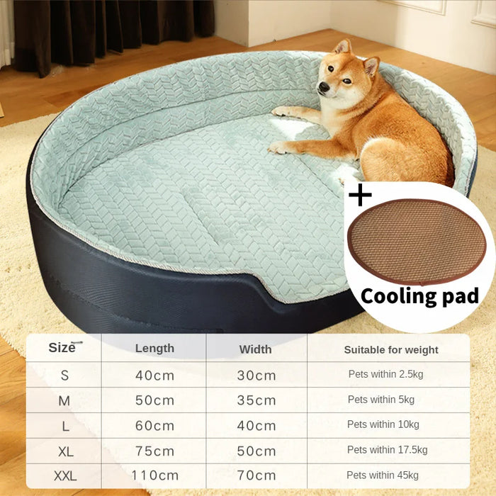 Anywags Pet Bed Black and Blue With Cooling Pad Double Sided Dog Mat Kennel Soft Fleece Sofa