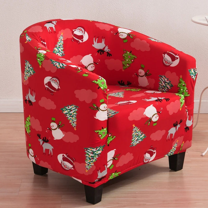 Anyhouz Chair Cover Red Christmas Design Dust Proof Tub Slipcover Home Decor