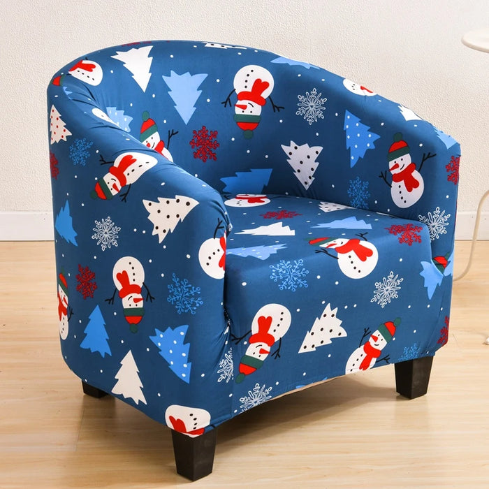 Anyhouz Chair Cover Blue Christmas Design Dust Proof Tub Slipcover Home Decor