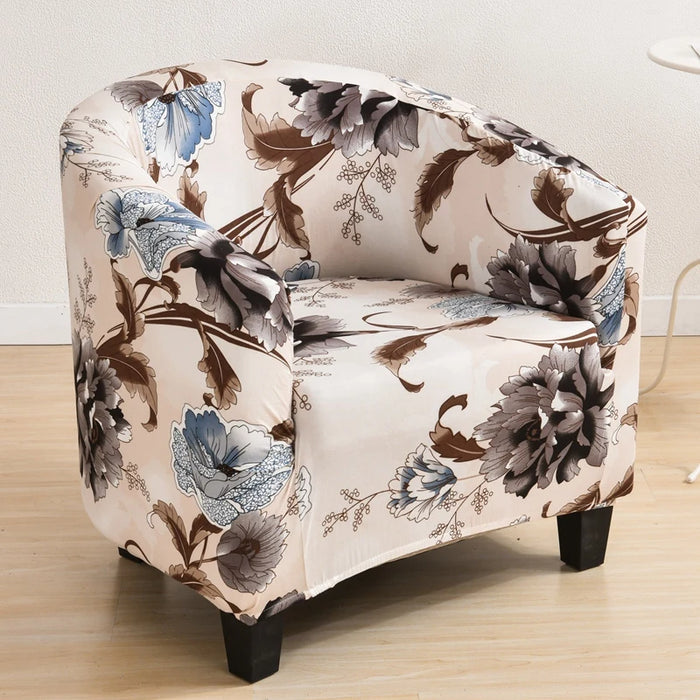 Anyhouz Chair Cover Beige Floral Print Dust Proof Tub Slipcover Home Decor