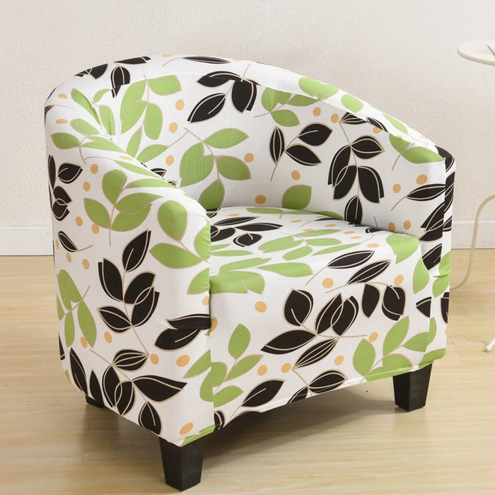 Anyhouz Chair Cover White Leaf Print Dust Proof Tub Slipcover Home Decor