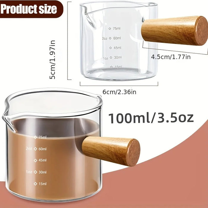 Anygleam Measuring Cup 100ml With Wooden Handle Dual Spout Kitchen Tools