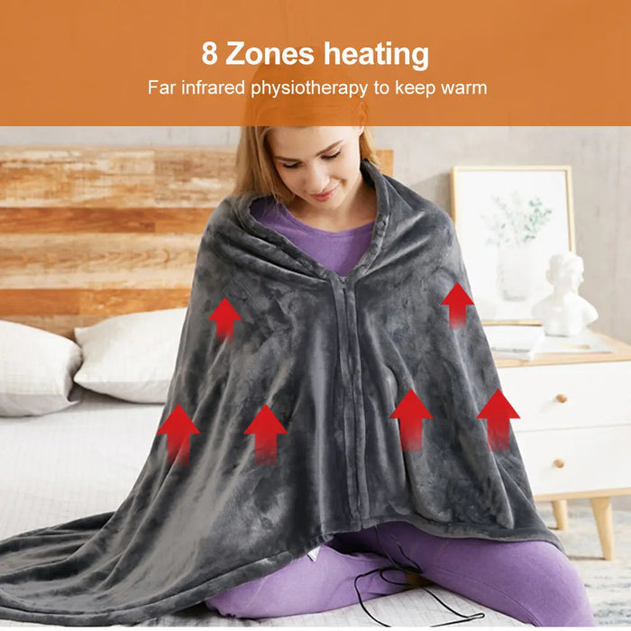 Anyhouz Electric Blanket Grey USB Heating Shawl Winter Warm Flannel