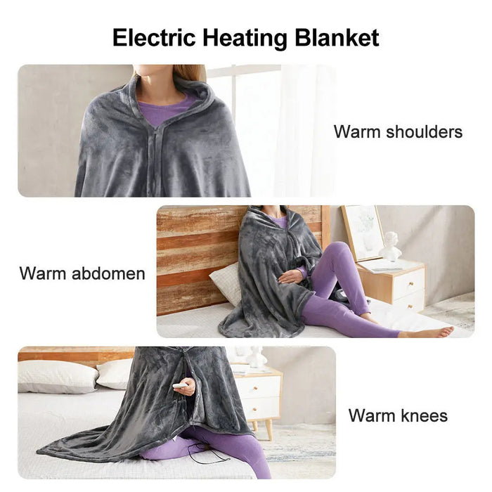 Anyhouz Electric Blanket Grey USB Heating Shawl Winter Warm Flannel