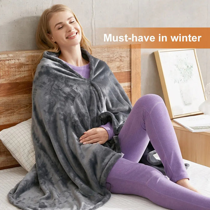 Anyhouz Electric Blanket Grey USB Heating Shawl Winter Warm Flannel