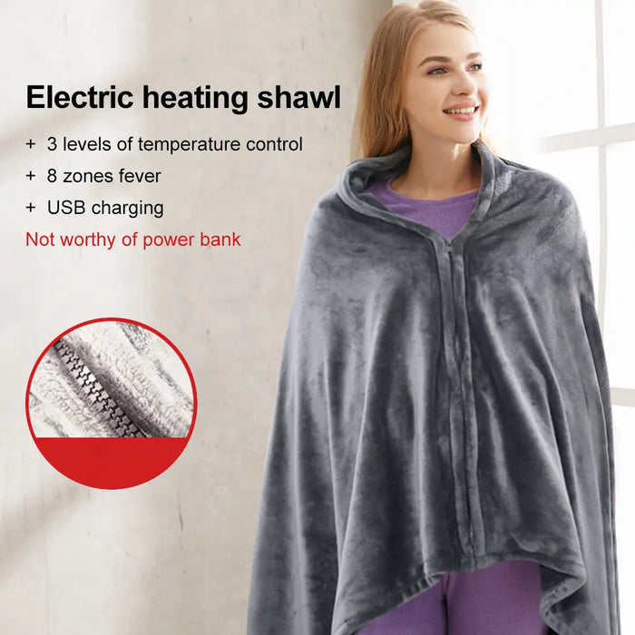 Anyhouz Electric Blanket Grey USB Heating Shawl Winter Warm Flannel