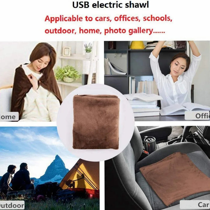 Anyhouz Electric Blanket Black USB Heating Shawl Washable With Timing Thermostat Portable Warm Mat