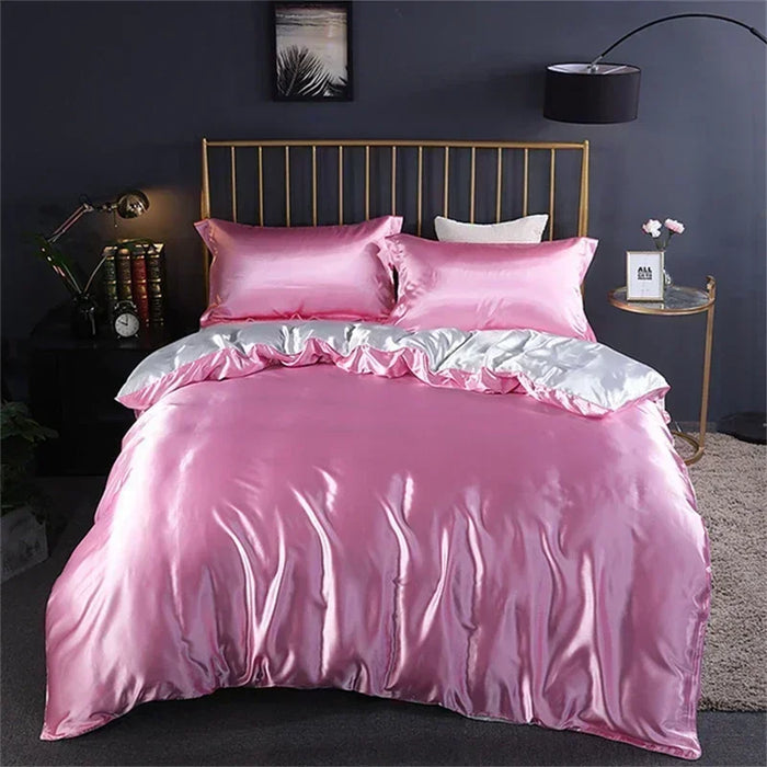 Anyhouz Bed Sheet Rose Pink Natural Mulberry Silk Duvet Cover Set