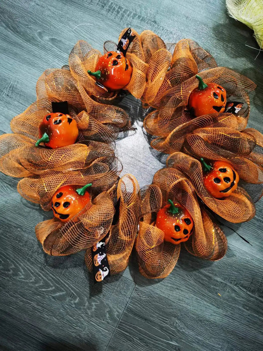 Anyhouz Halloween Wreath Pumpkin Hanging Home Decoration