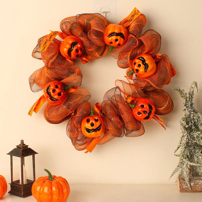 Anyhouz Halloween Wreath Pumpkin Hanging Home Decoration