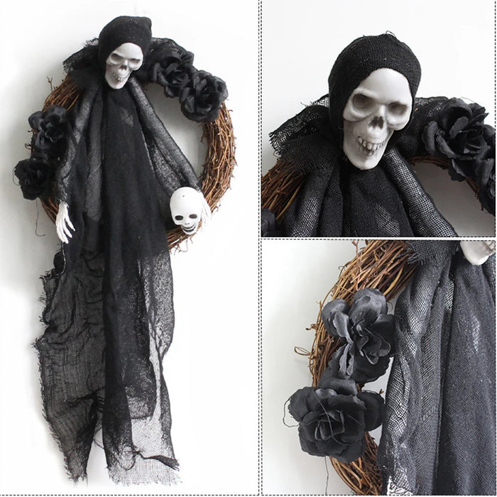 Anyhouz Halloween Hanging Decoration Black Skull Scary Ghost Door Accessory