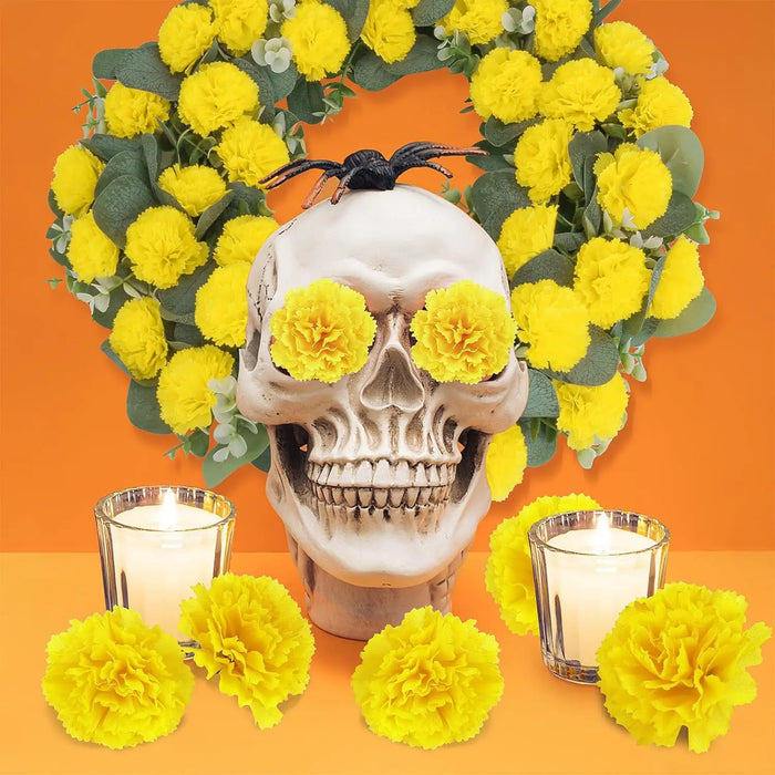 Anyhouz Artificial Flowers 30Pcs Marigold Halloween Decoration