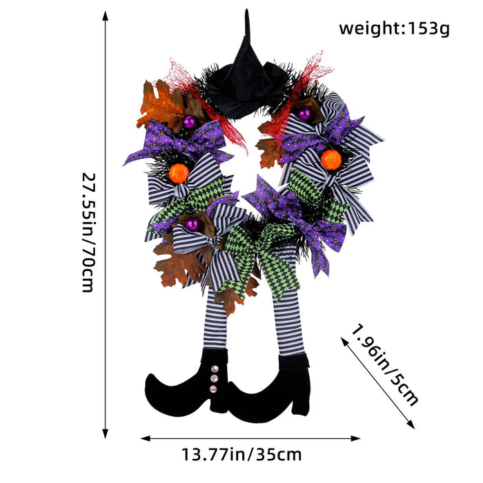 Anyhouz Halloween Wreath Witch Hat Long Legs Hanging Decoration