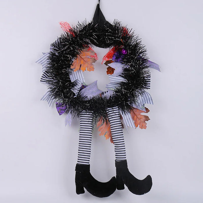 Anyhouz Halloween Wreath Witch Hat Long Legs Hanging Decoration