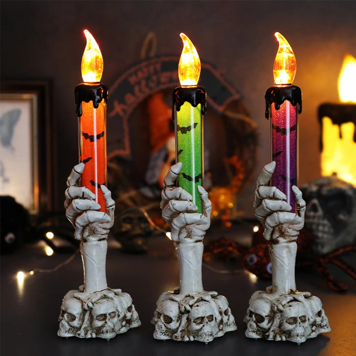 Anyhouz Halloween Candle Light Lamp LED Skeleton Hand Holder Decoration