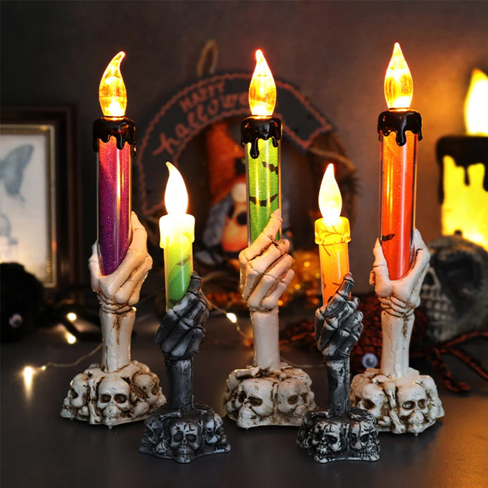 Anyhouz Halloween Candle Light Lamp LED Skeleton Hand Holder Decoration