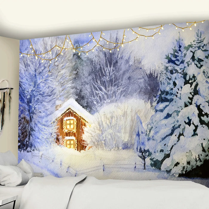 Anyhouz Tapestry Snowy Winter Bohemian Wall Art Home Decoration