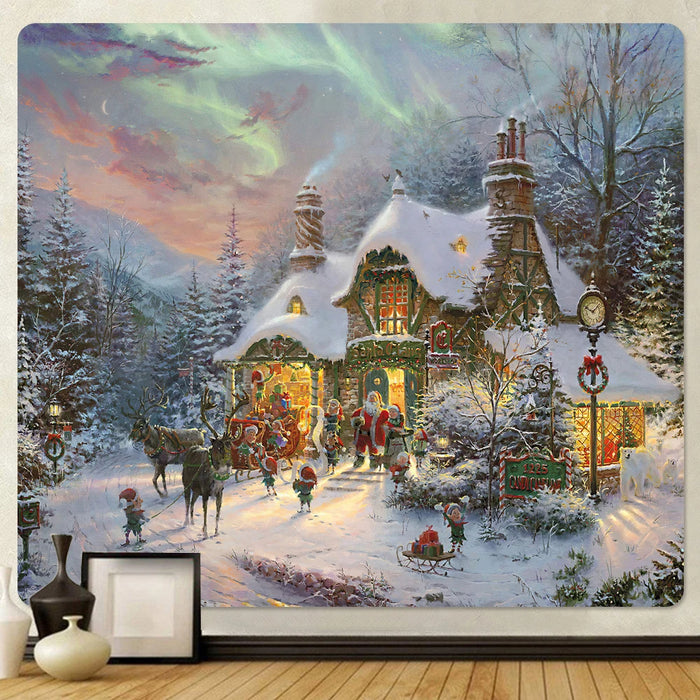 Anyhouz Tapestry Santa Night Christmas Bohemian Wall Art Painting Home Decoration