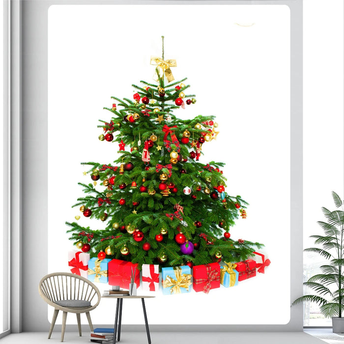 Anyhouz Tapestry Christmas Tree With Red Ornaments Bohemian Art Wall Home Decoration