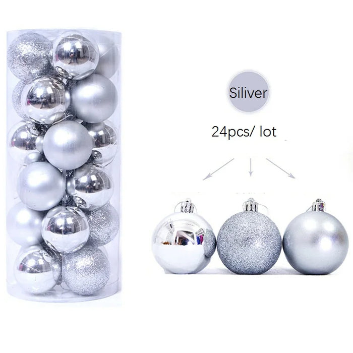 Anyhhouz Christmas Balls Silver Shiny Hanging Décor Ornaments