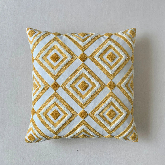 Anyhouz Pillowcase Yellow Geometric Embroidered Decorative Cushion Cover