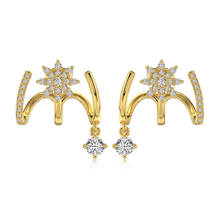 Anyco Earrings 925 Silver Crystal Star Diamond Fancy Earcuff Claw Trendy Fashion Accessories