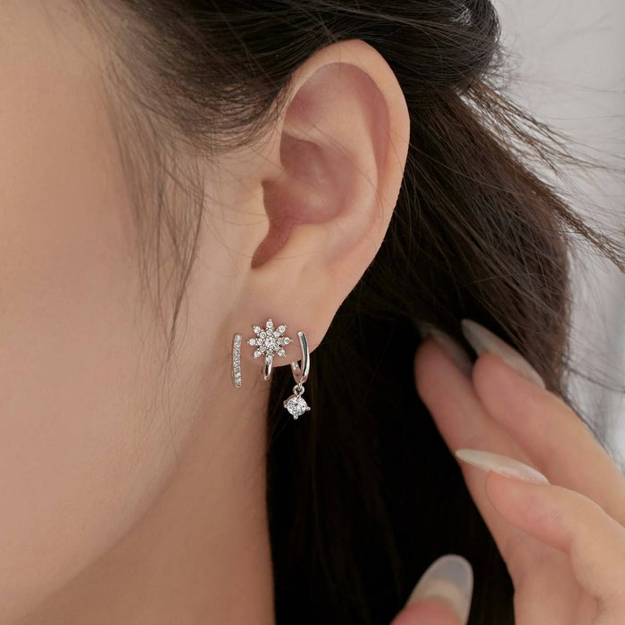 Anyco Earrings 925 Silver Crystal Star Diamond Fancy Earcuff Claw Trendy Fashion Accessories