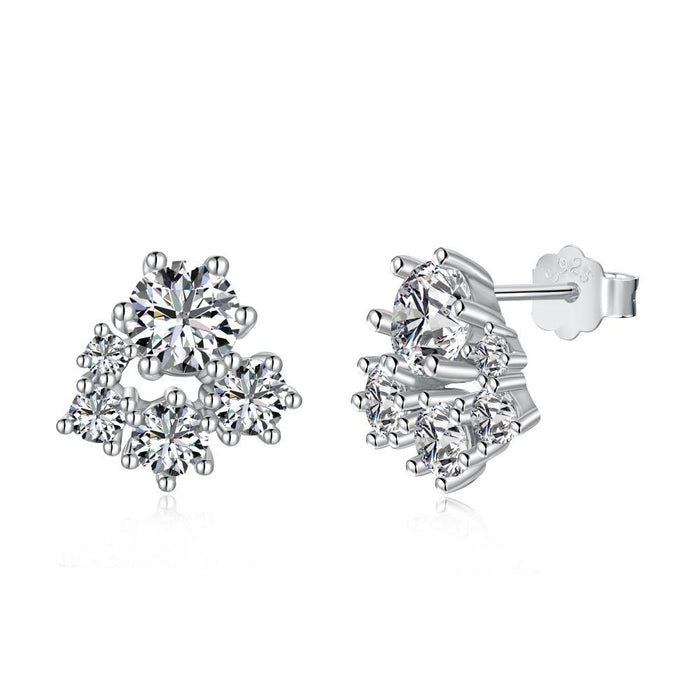 Anyco Earrings 925 Silver Sparkling Snowflakes Diamond Stud Fashion Stylish Accessories