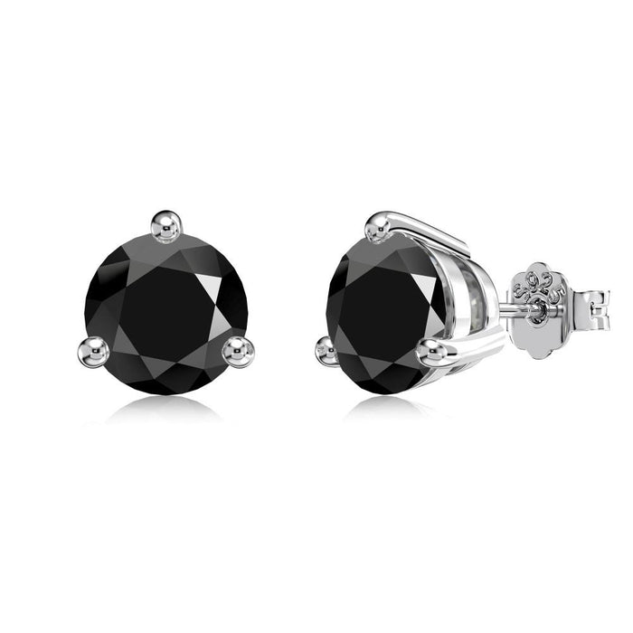 Anyco Earrings 925 Silver Black Diamond Stud Trendy Fashion Accessories