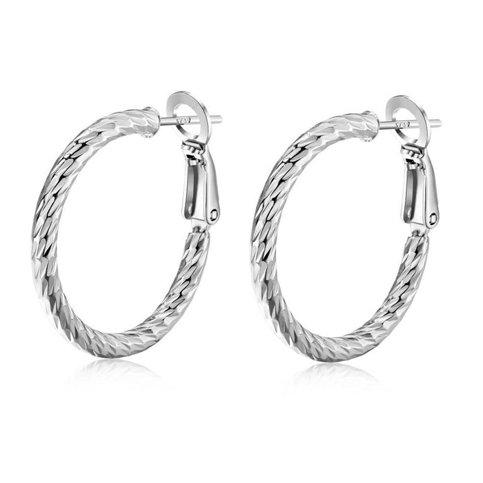 Anyco Earrings 925 Silver Twisted Hoop Zirconia Stylish Accessories For Women