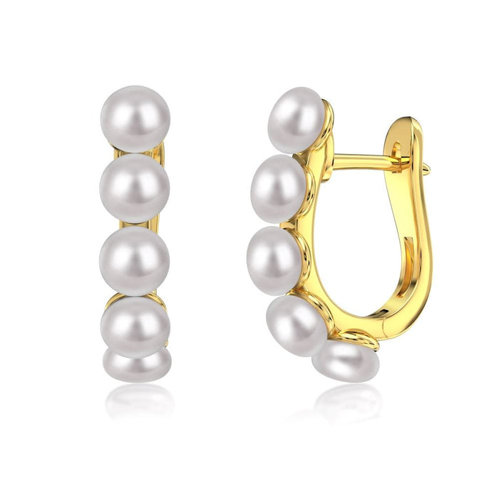 Anyco Earrings 925 Silver Pearl Cluster Huggie Hoop Fashion Accessories for Women