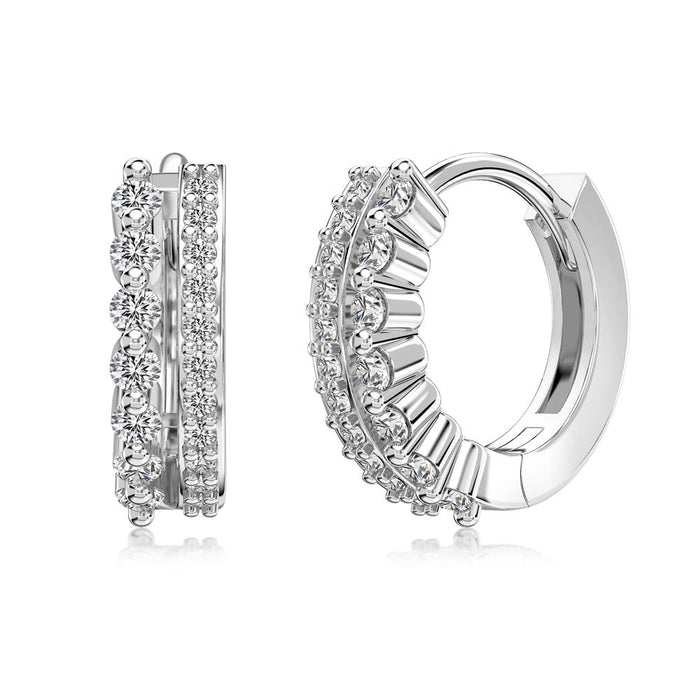 Anyco Earrings 925 Silver Elite Empress Diamond Clip Huggies Hoop Fashion Stylish Accessories