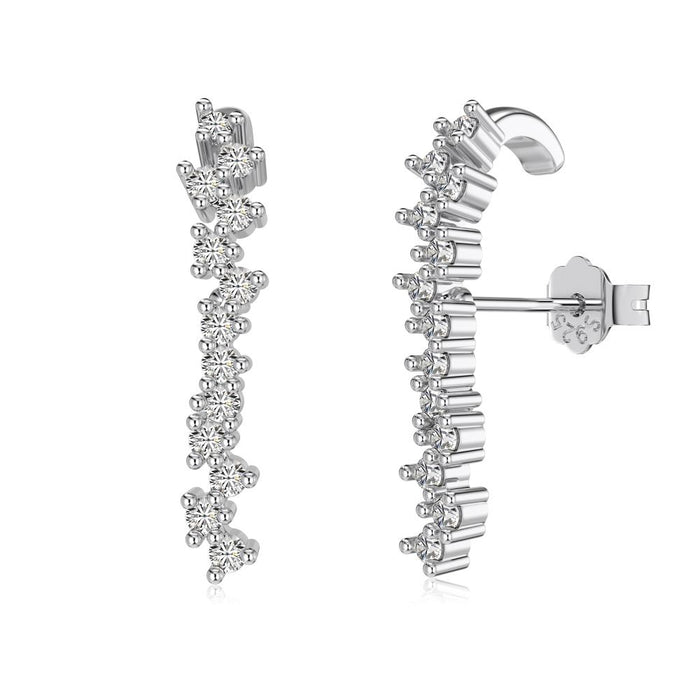 Anyco Earrings 925 Silver Diamond Zirconia Stylish Ear Crawler For Women